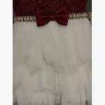 American Princess Burgundy and White Lace Tulle Bow Party Dress - Image 3