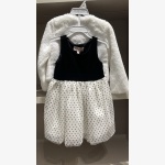 Biscotti Collezioni Girls Faux Fur Jacket and Polka Dot Tulle Dress Set - Image 2