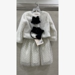 Biscotti Collezioni Girls Faux Fur Jacket and Polka Dot Tulle Dress Set