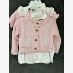 Baby Girl's Pink Bow Crochet Cardigan.