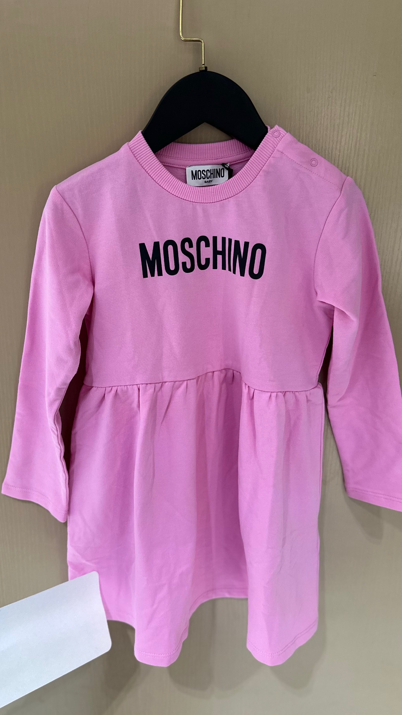 83d148b2-ad00-433b-a6ed-d2f95ee93fc7 Moschino Girls’ Pink Logo Casual Dress - Image 1
