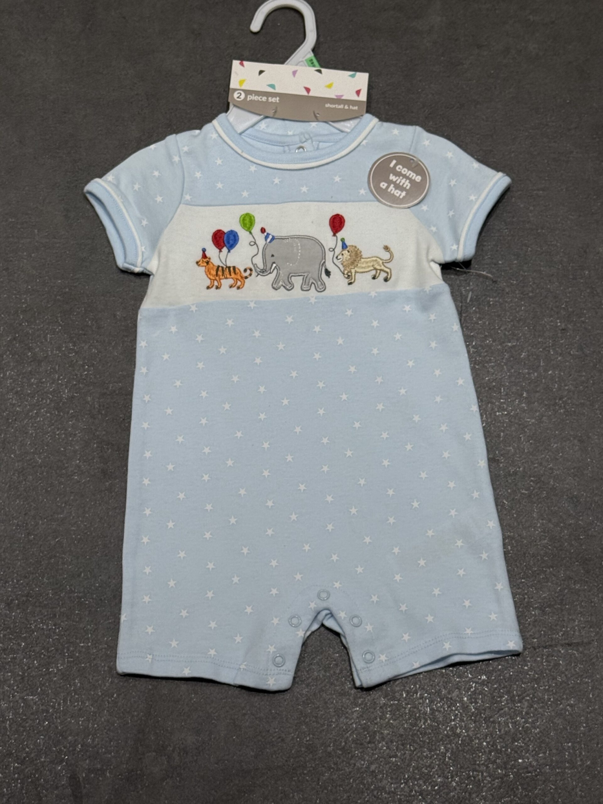 img_3362-2 Circus Parade Light Blue Romper - Image 1