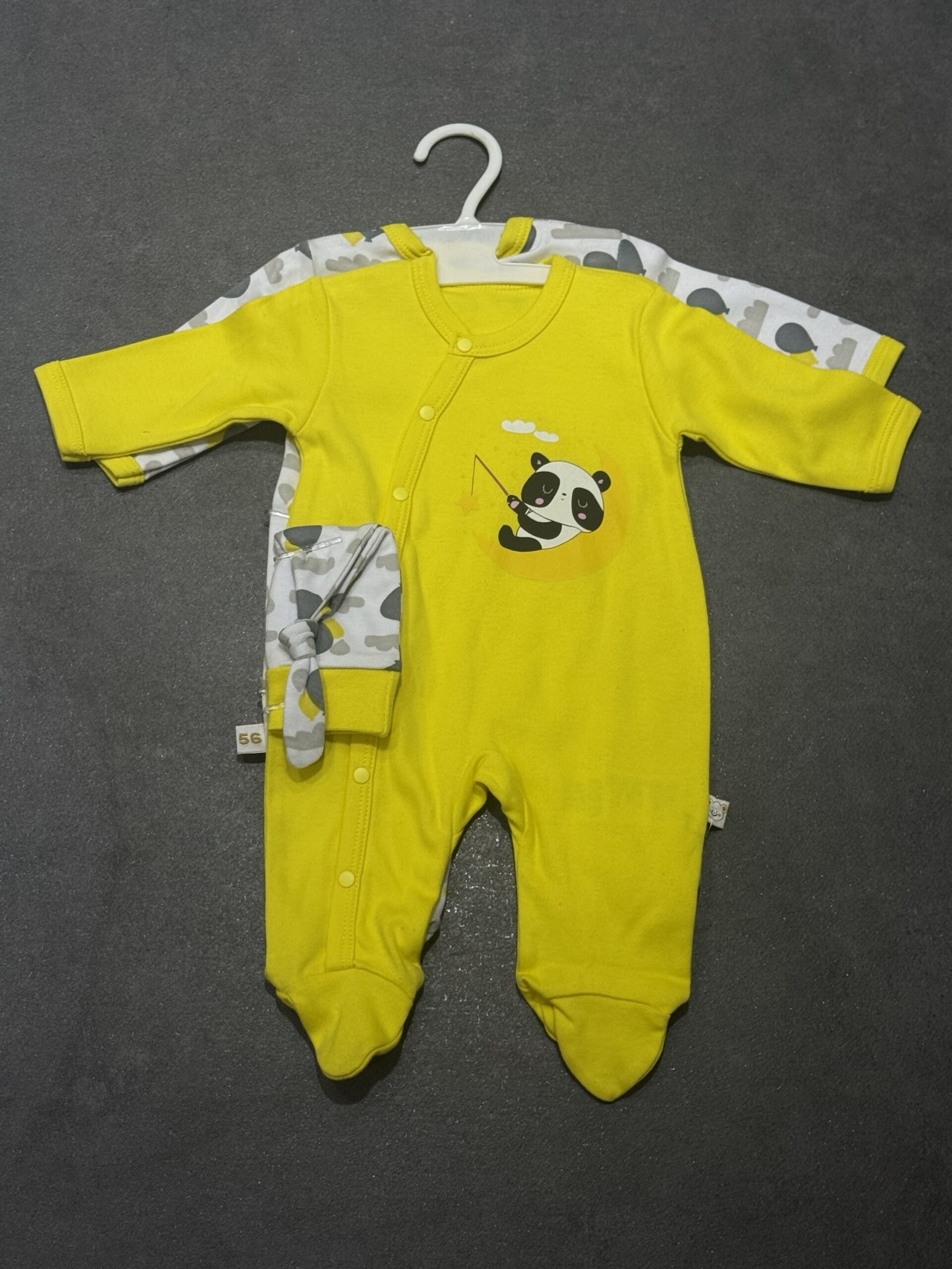 img_3451-3 Yellow Panda Infant Sleepsuit & Hat Set - Image 1