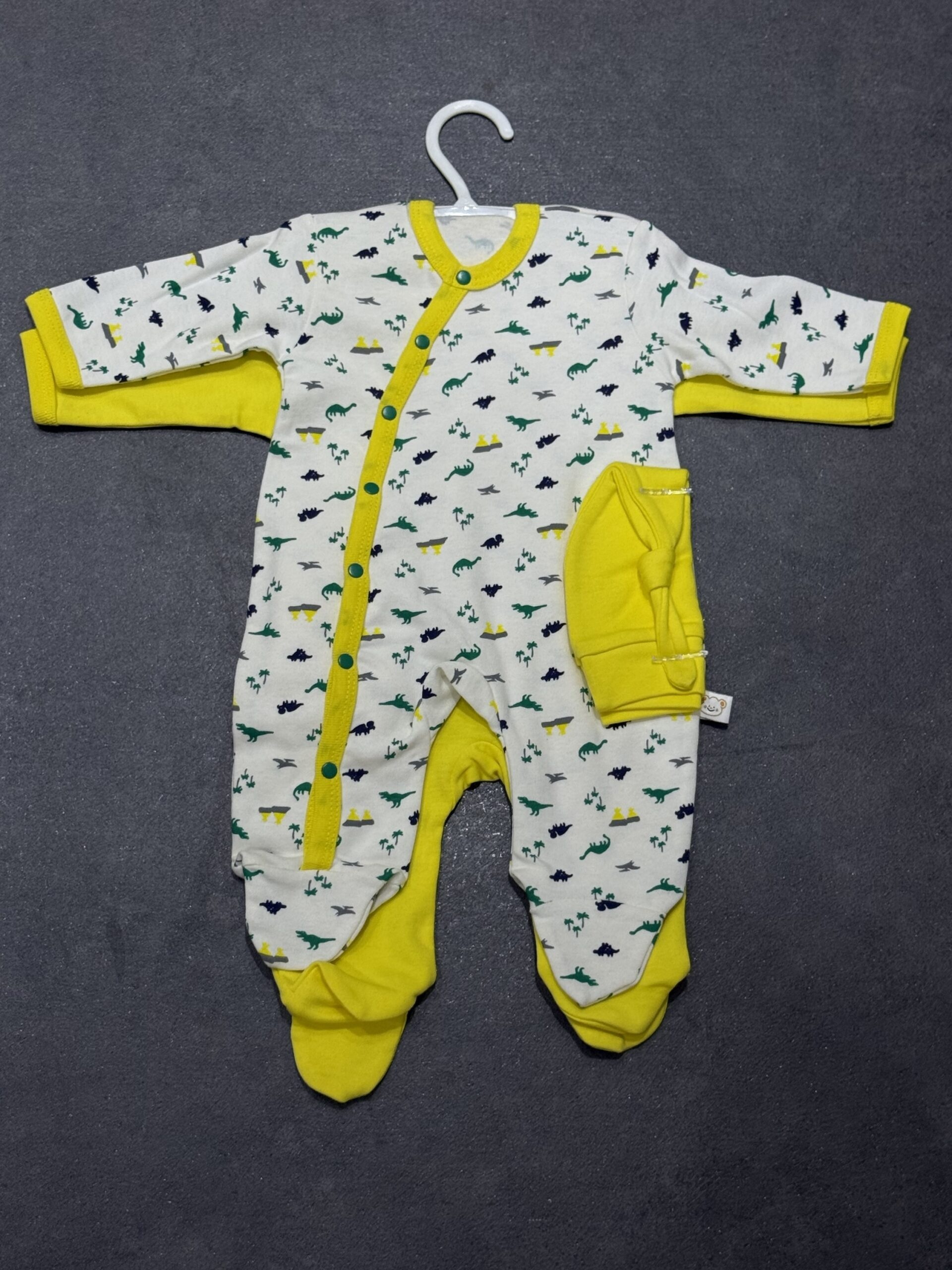 img_3471 Unisex newborn dinosaur footie sleepsuit - Image 1