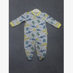 Gray patterned long-sleeve baby romper