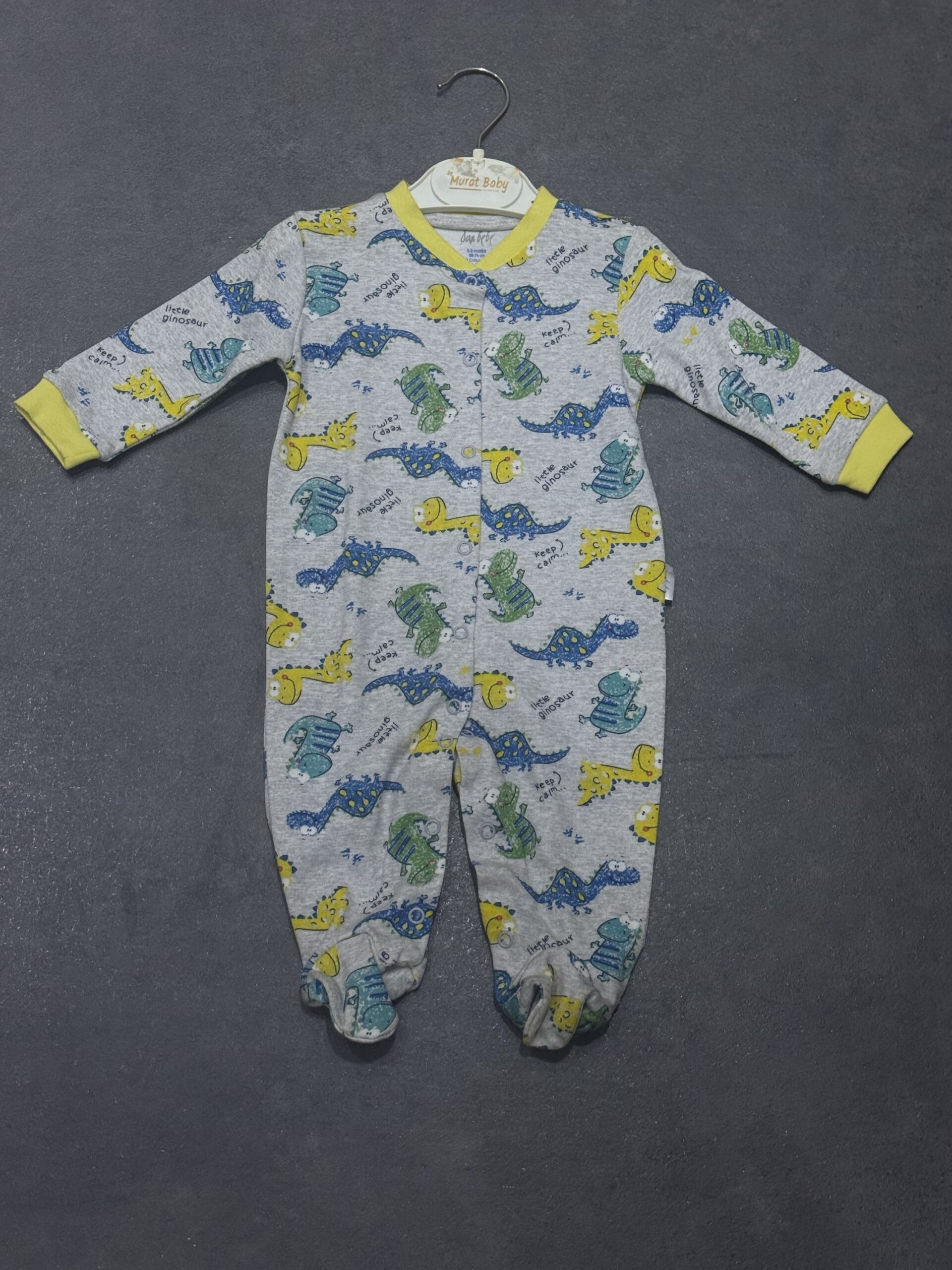 img_3491 Gray patterned long-sleeve baby romper - Image 1