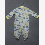 Gray patterned long-sleeve baby romper - Image 2