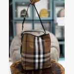 BURBERRY ASHBY CANVAS CHECK BUCKET BAG