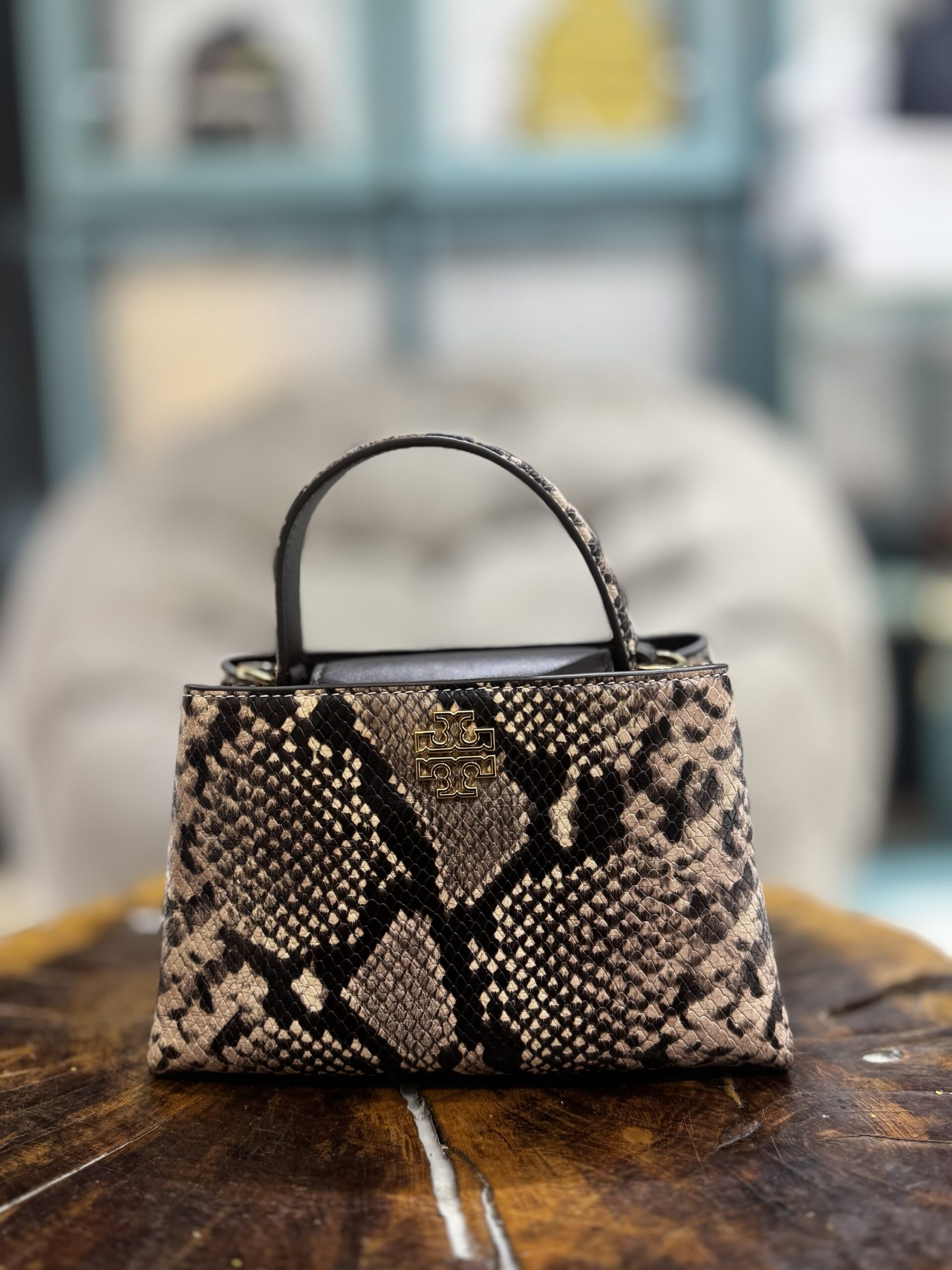 img_8485 BRITTEN SNAKE EMBOSSED MINI SATCHEL BAG - Image 1