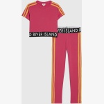 Girls Pink Logo Stripe