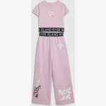 Girls Pink Graffiti Top & Trousers Set