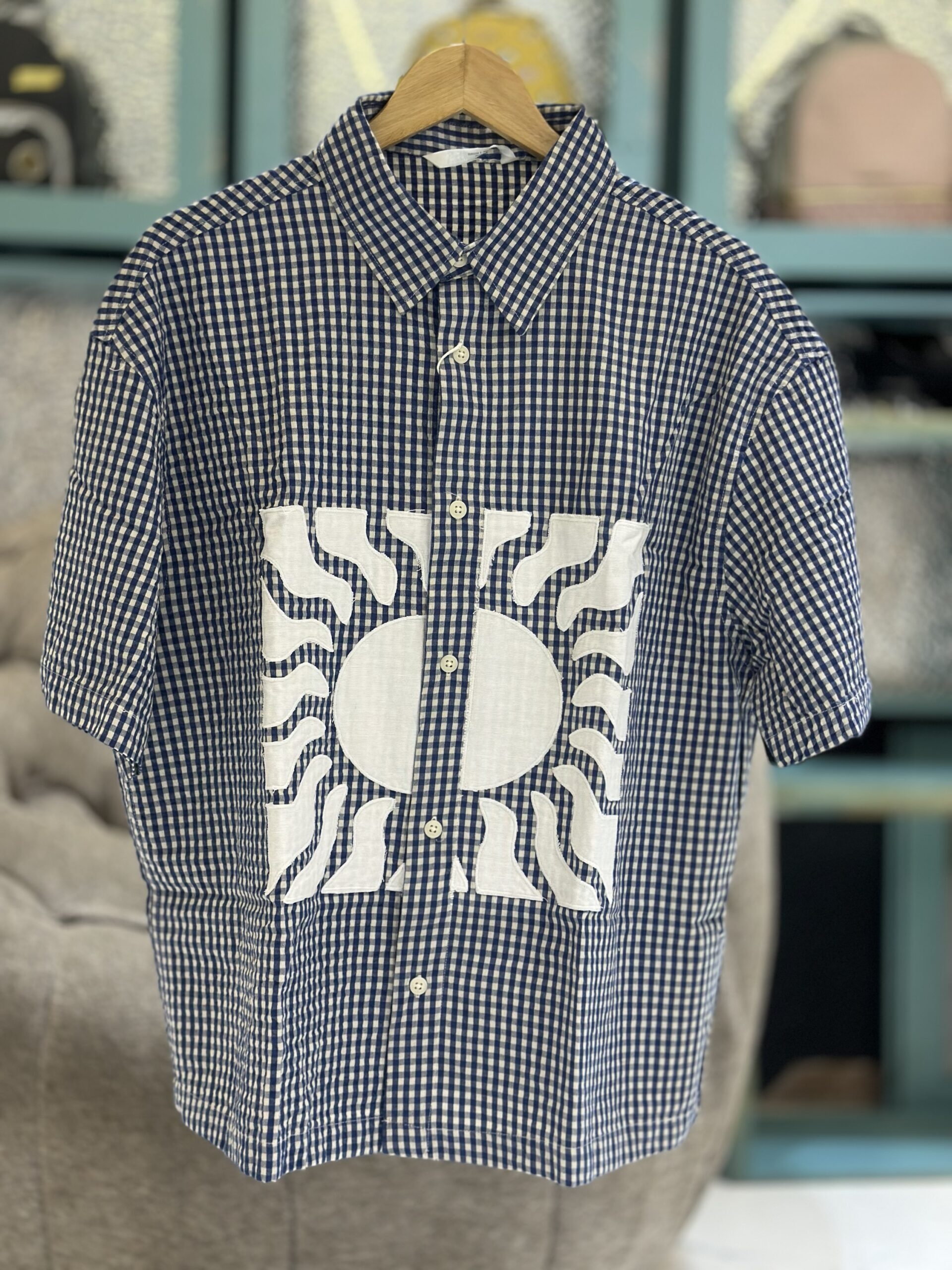 img_9407-2 BOXY FIT SHIRT WITH CONTRAST CHECK PATCHES - Image 1