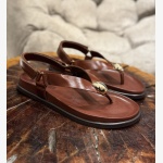 ELVIA BROWN LEATHER THONG SANDAL