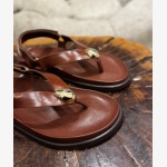 ELVIA BROWN LEATHER THONG SANDAL - Image 9