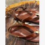 ELVIA BROWN LEATHER THONG SANDAL - Image 8
