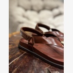 ELVIA BROWN LEATHER THONG SANDAL - Image 4