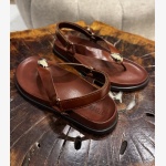 ELVIA BROWN LEATHER THONG SANDAL - Image 3