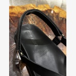 ELVIA BLACK LEATHER THONG SANDAL - Image 4