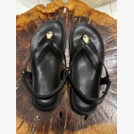 ELVIA BLACK LEATHER THONG SANDAL - Image 5