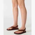 ELVIA BROWN LEATHER THONG SANDAL - Image 5