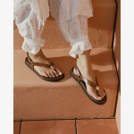 ELVIA BROWN LEATHER THONG SANDAL - Image 2