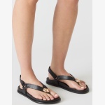 ELVIA BLACK LEATHER THONG SANDAL - Image 6