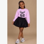 River Island:Girls Pink Cherry Bow Sweatshirt & Black Bubble Skirt Set