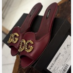 DOLCE & GABBAN DG AMORE BIANCA LEATHER SLIDES - Image 4