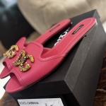 DOLCE & GABBAN DG AMORE  BIANCA LEATHER SLIDES - Image 3