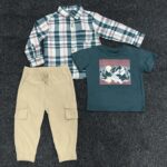 3 Piece Boys Button Down Shirt, Crewneck Graphic Tee and Jogger Pants