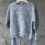 blue quilted two-piece