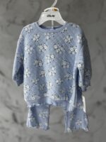 blue quilted two-piece