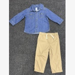 2-Piece Denim Button-Front & Pull-On Pant Set.