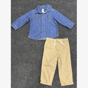 2-Piece Denim Button-Front & Pull-On Pant Set.