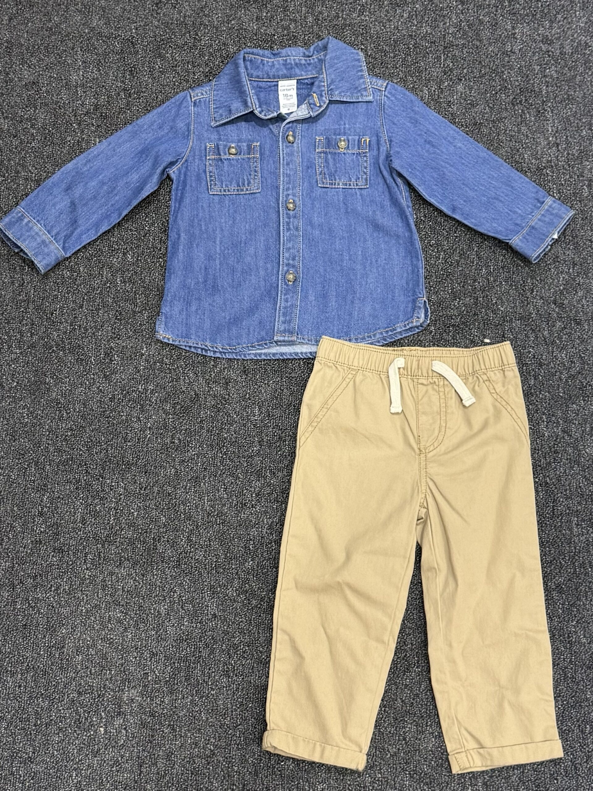 img_4849 2-Piece Denim Button-Front & Pull-On Pant Set. - Image 1