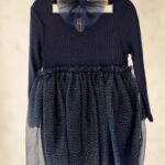 blue long-sleeve ribbed dress
