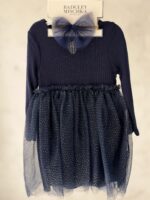 blue long-sleeve ribbed dress