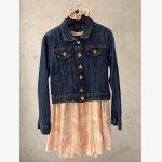 3-Piece Denim Jacket and Print Dress Set