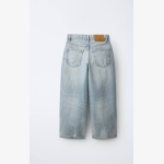 Zara: Kids Distressed Wide-Leg Baggy Jeans – Light Blue Wash - Image 2