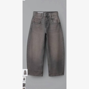Zara: Kids Girls Studded Barrel-Fit Jeans – Washed Grey/Brown