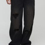 boohooMAN: Baggy Rigid Ripped Jeans with Boxer Waistband
