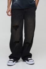 boohooMAN: Baggy Rigid Ripped Jeans with Boxer Waistband