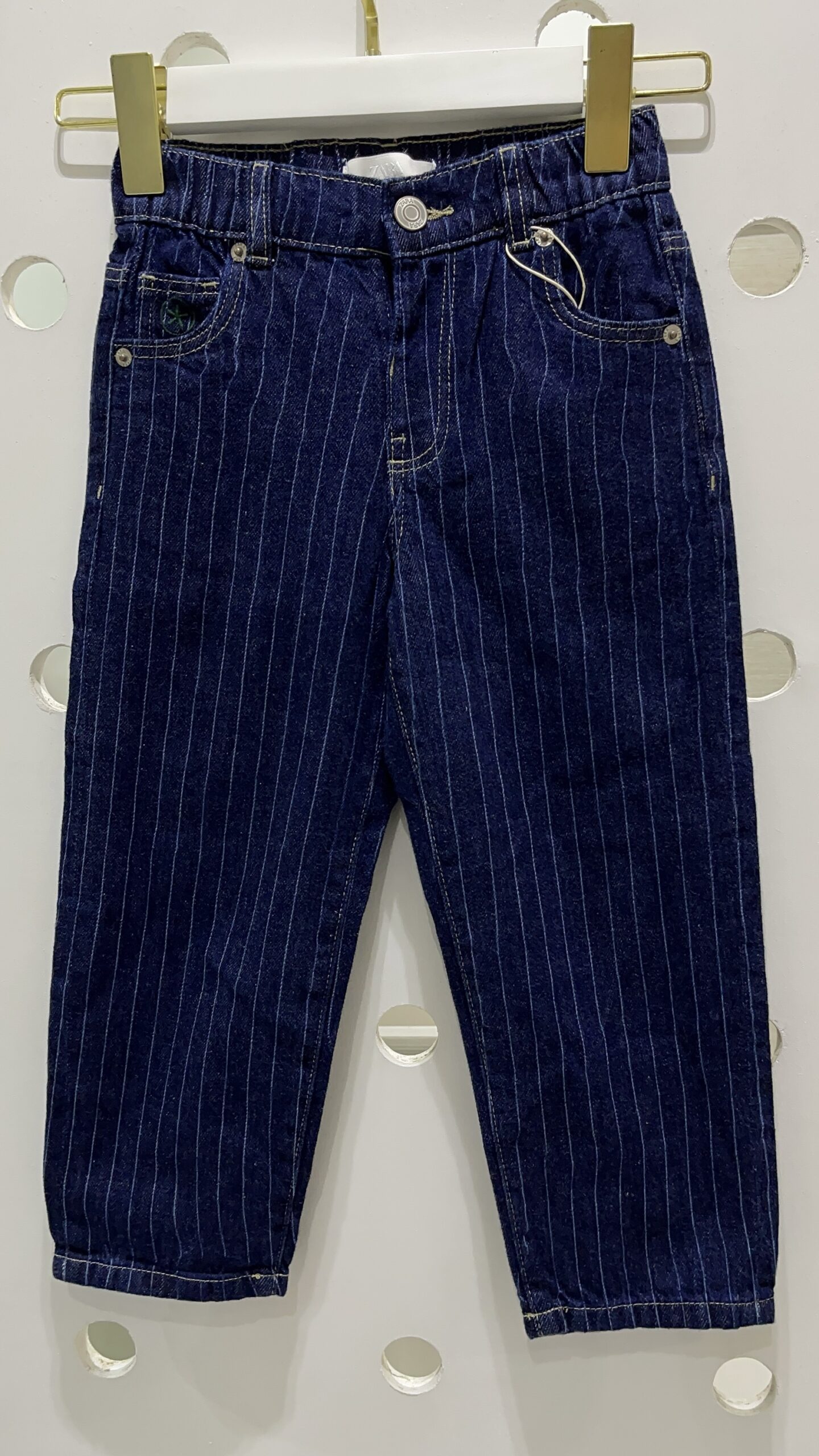 img_6616-2 Zara: Kids Striped Balloon Fit Jeans - Image 1