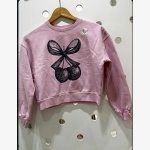 River Island:Girls Pink Cherry Bow Sweatshirt & Black Bubble Skirt Set - Image 3