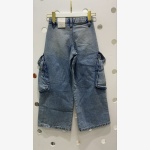 Zara :Girls Wide-Leg Denim Cargo Jeans with Pockets - Image 3